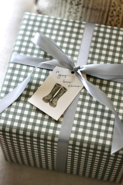 Henry Gingham Moss Wrapping Papers - 4 sheets