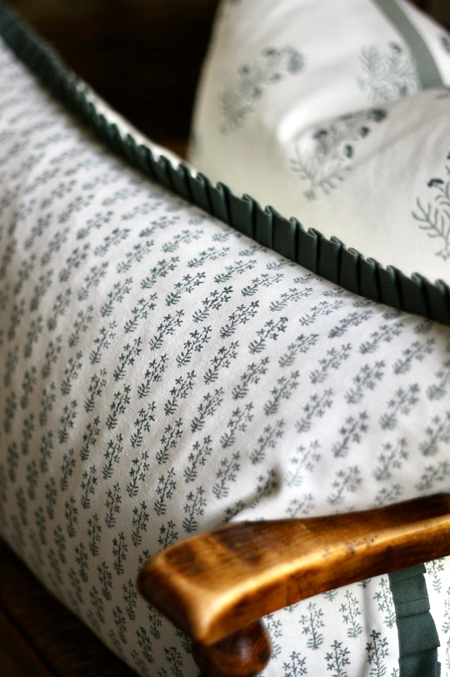 Emma in Deep Green Pillow Covers | Green Trim