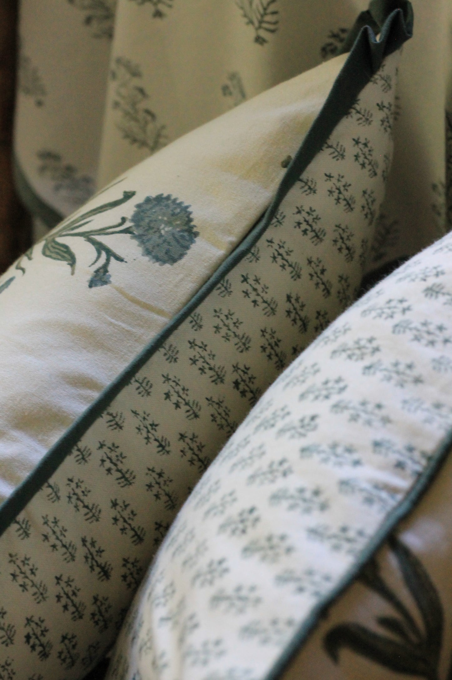 Amanda Blue & Emma Deep Green Reversible Petite Pillows | 2 sizes