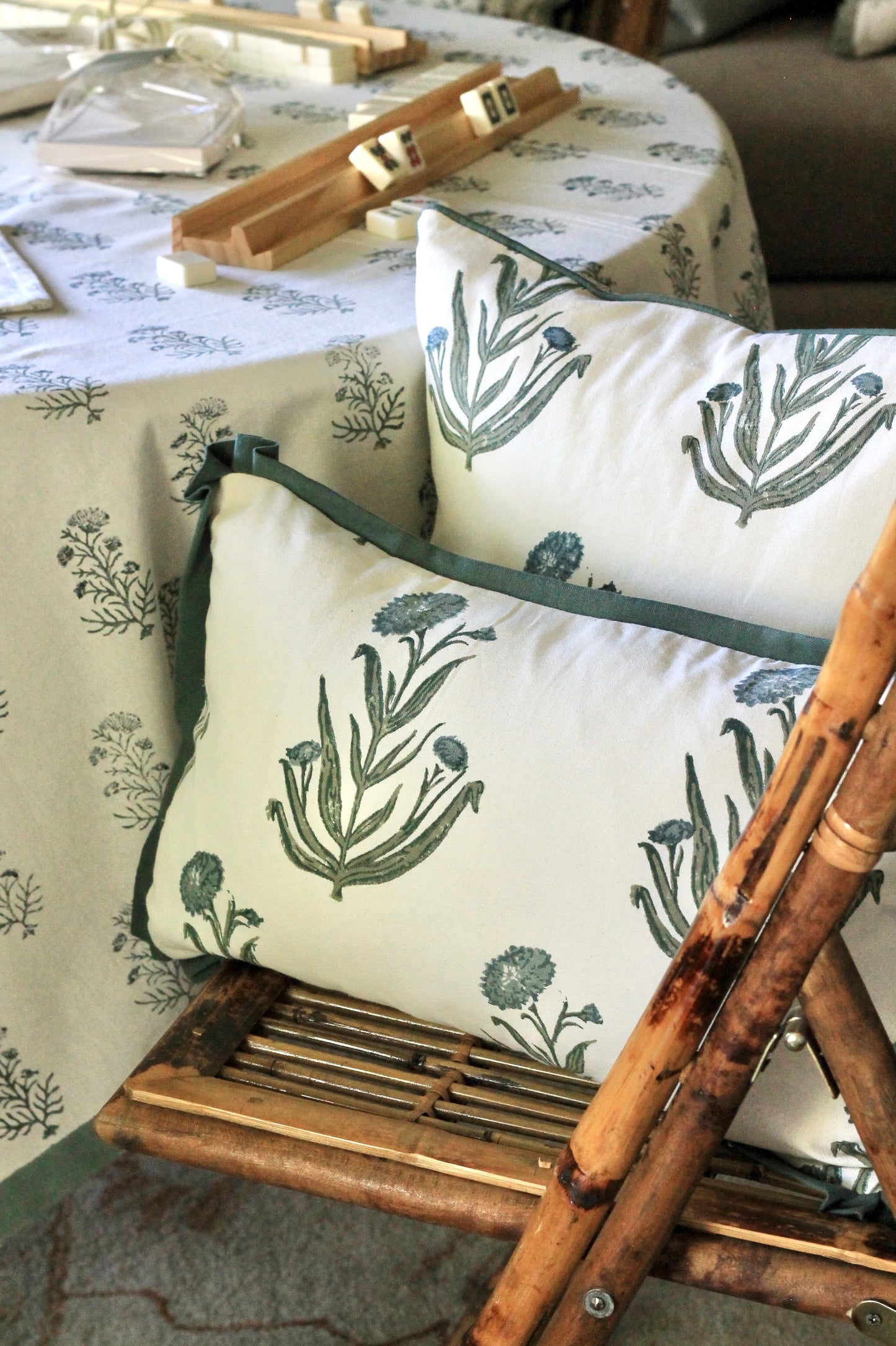 Amanda Blue & Emma Deep Green Reversible Petite Pillows | 2 sizes