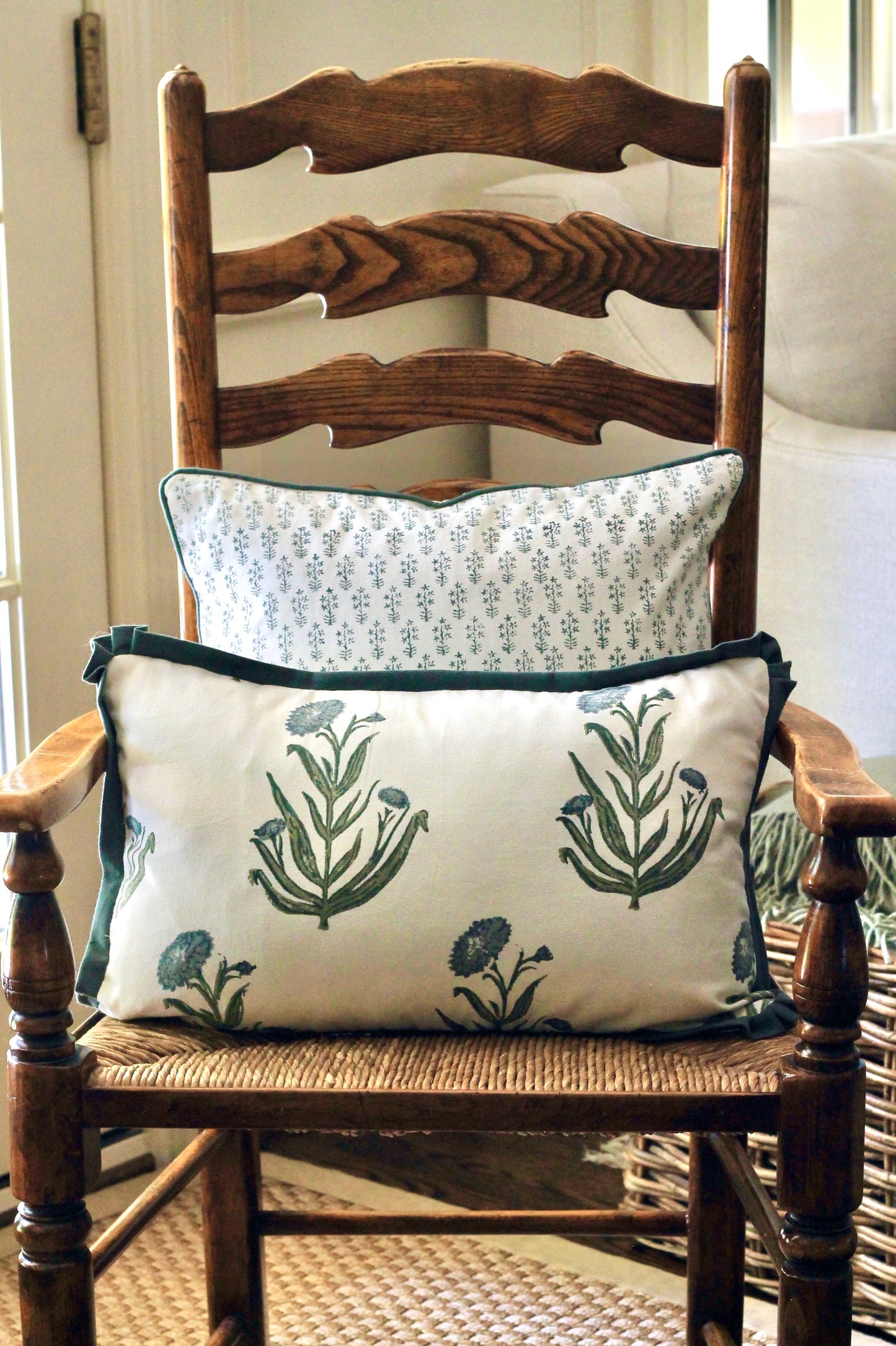 Amanda Blue & Emma Deep Green Reversible Petite Pillows | 2 sizes