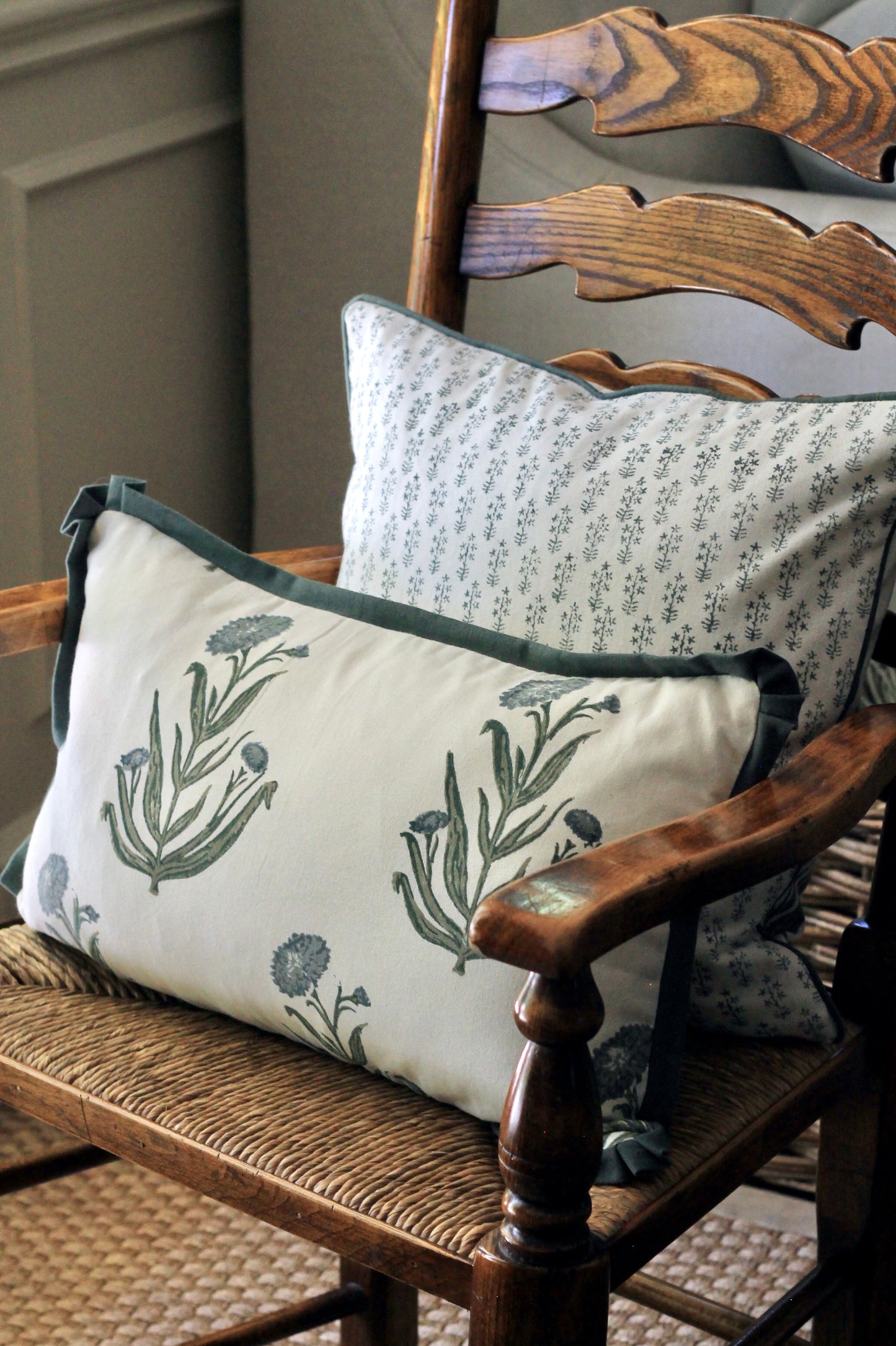 Amanda Blue & Emma Deep Green Reversible Petite Pillows | 2 sizes