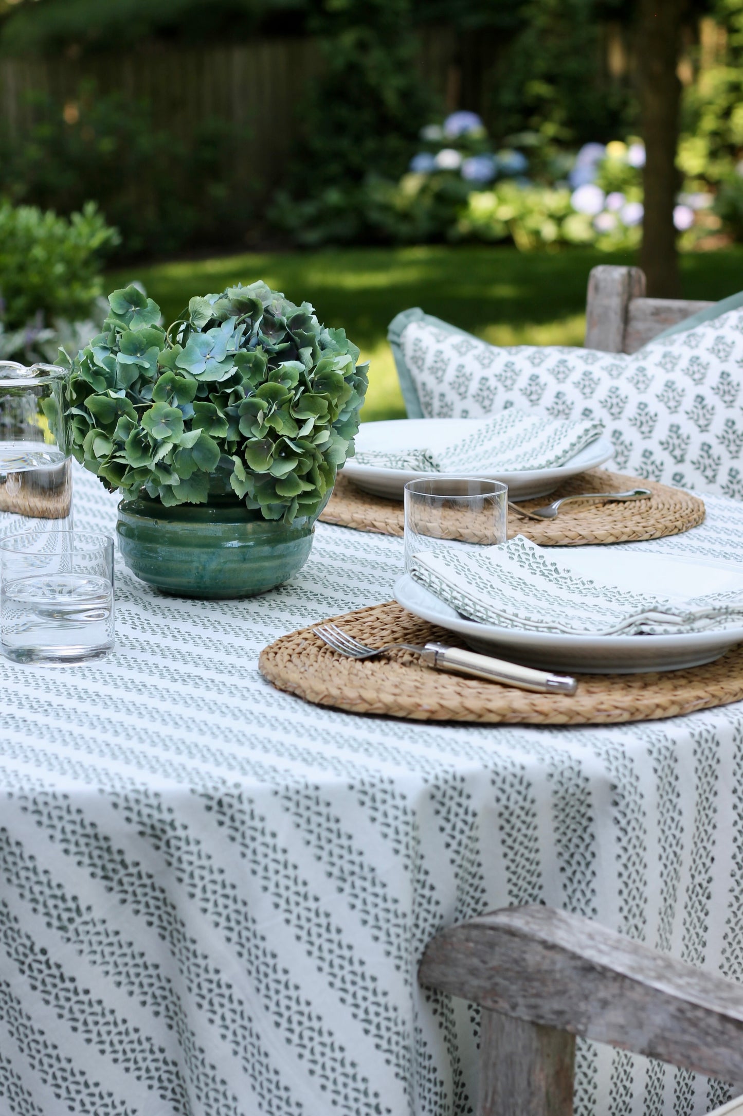 Berry Stripe Napkins, Green