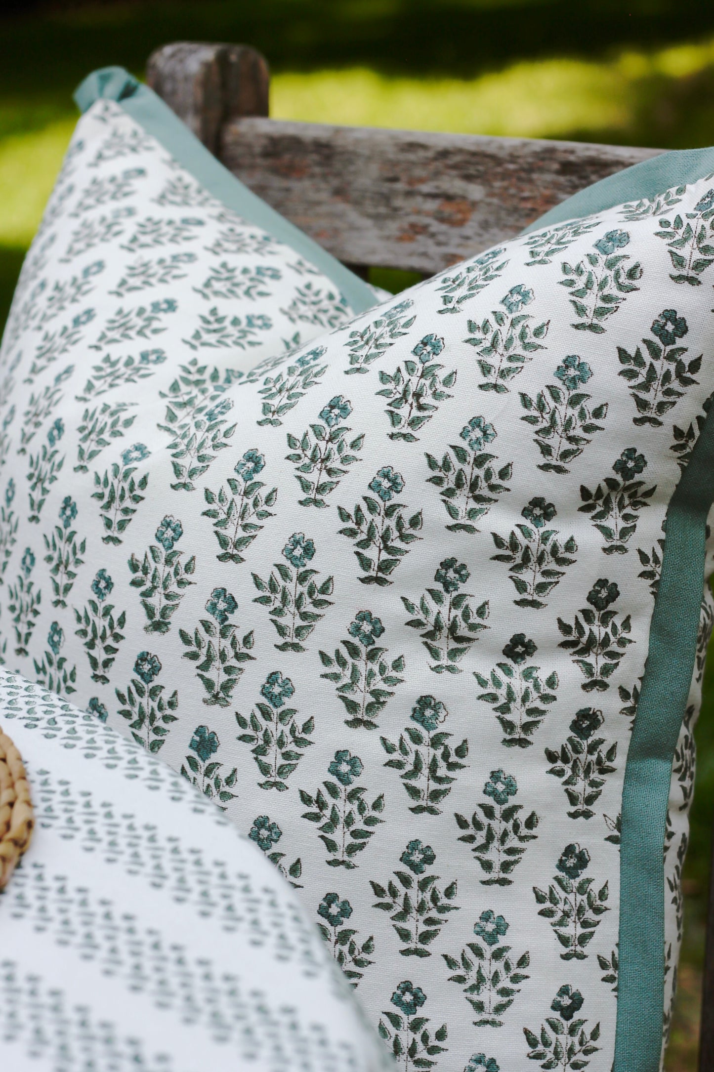 Carie Pillow Covers with Green Flange | 3 sizes