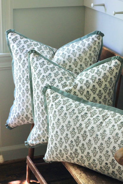 Carie Pillow Covers with Green Flange | 3 sizes