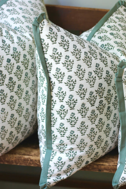 Carie Pillow Covers with Green Flange | 3 sizes