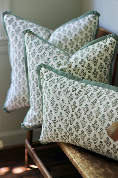 Carie Pillow Covers with Green Flange | 3 sizes