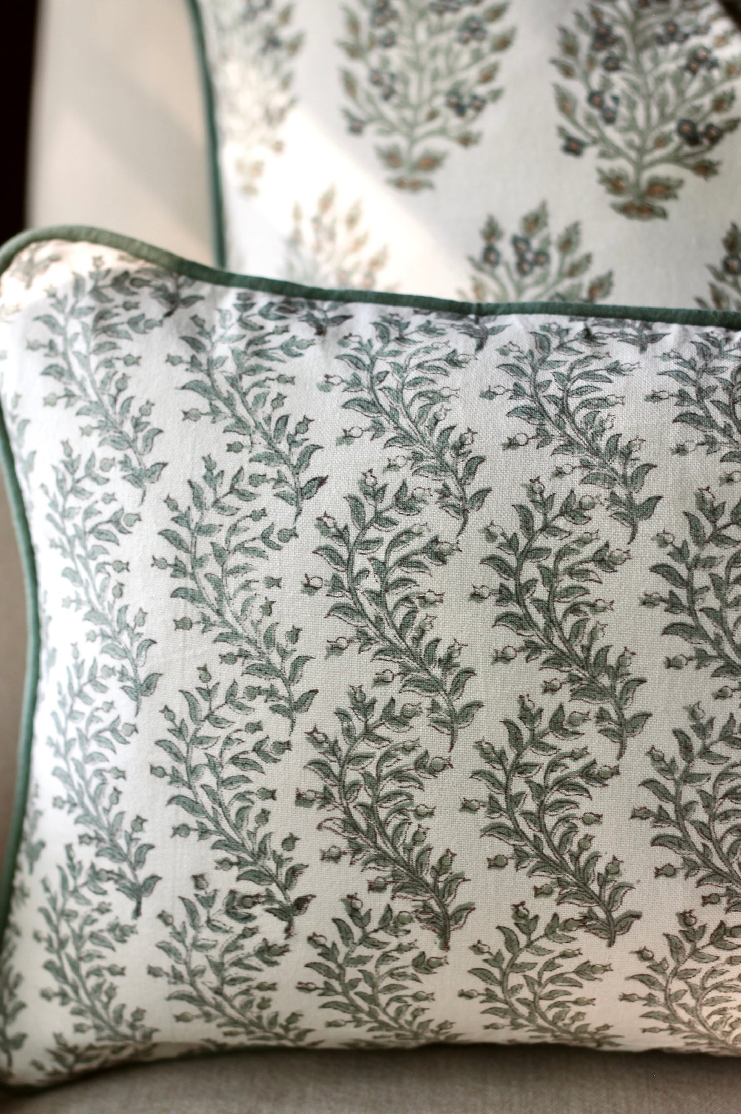 Garland Stripe Pillow Covers with Spruce Piping | 3 sizes