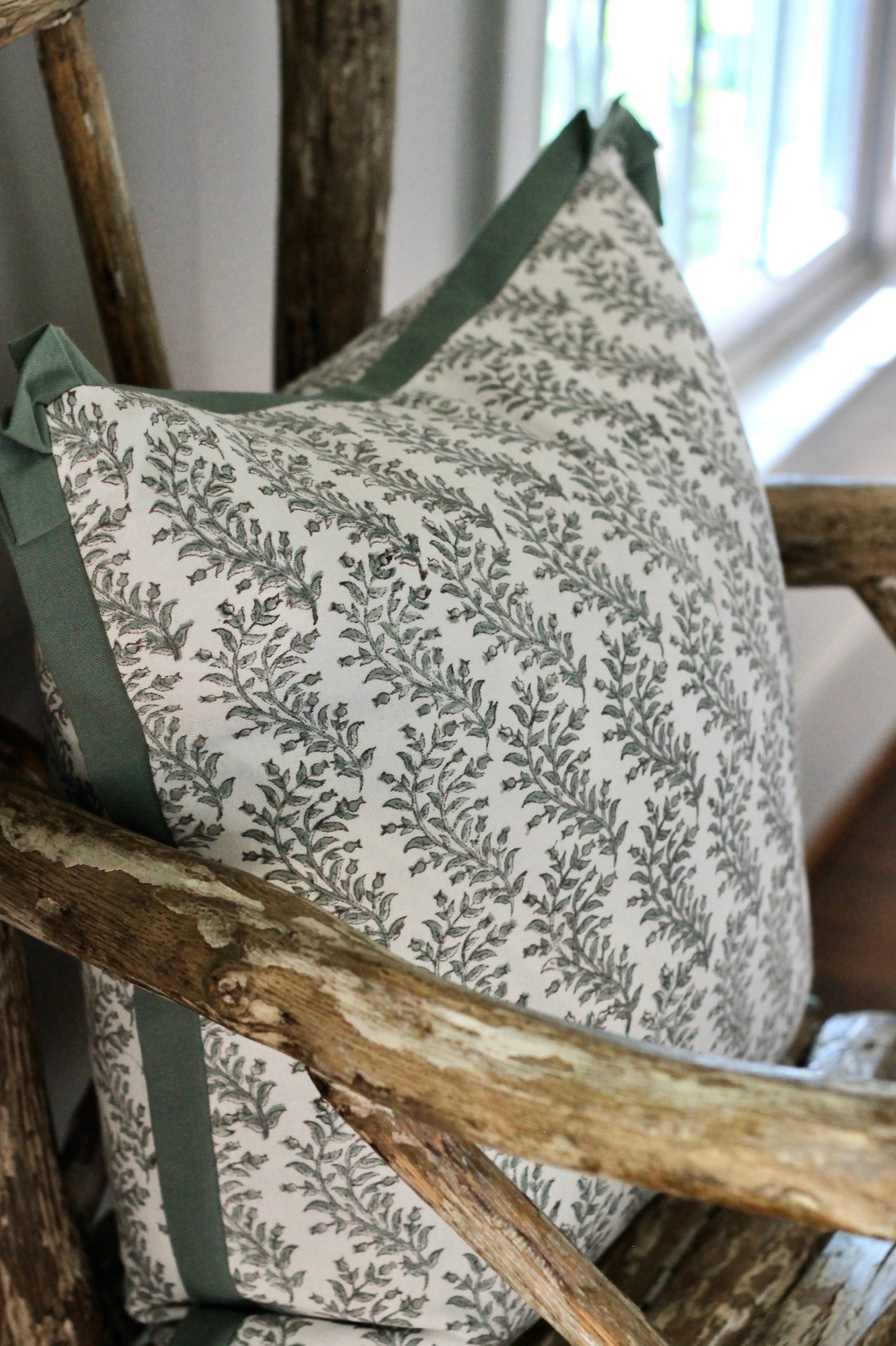 Garland Stripe Pillow Covers with Spruce Flange | 3 sizes