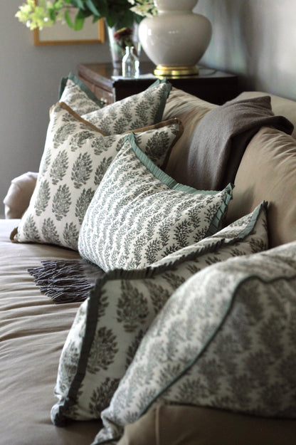 Garland Stripe Pillow Covers with Spruce Flange | 3 sizes