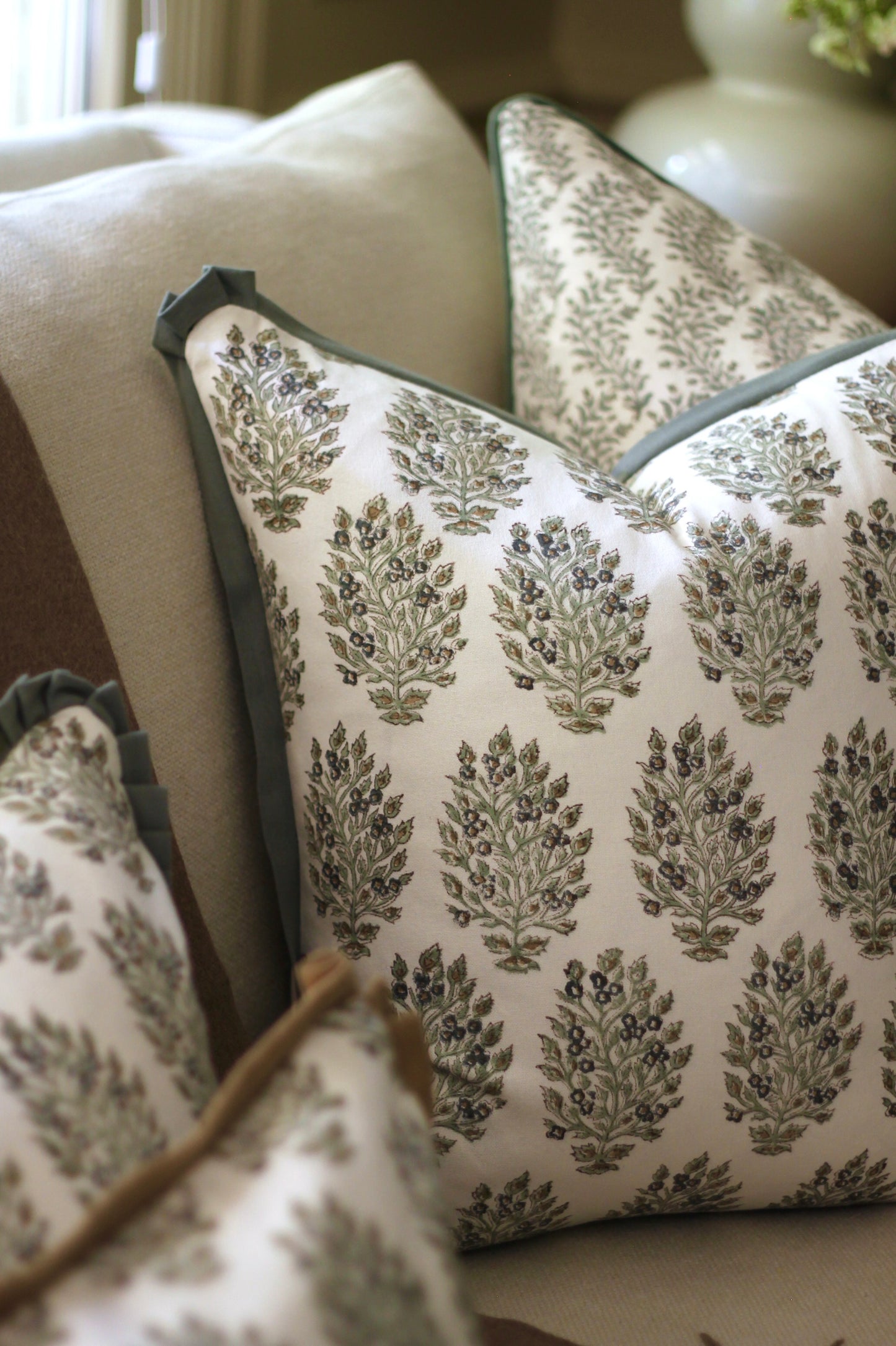Hydrangea in Slate Pillow Covers with Slate Flange | 3 sizes