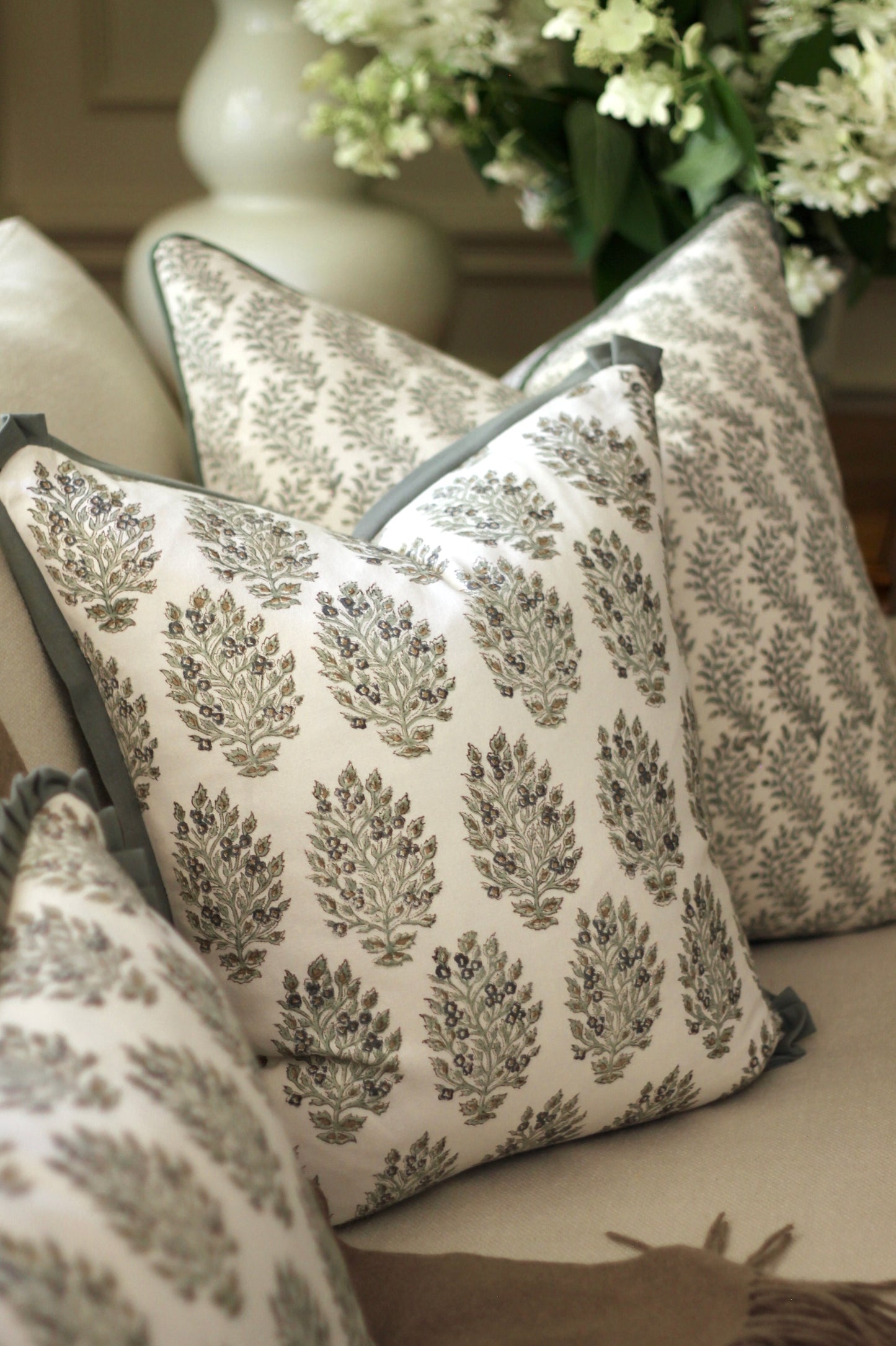 Hydrangea in Slate Pillow Covers with Slate Flange | 3 sizes