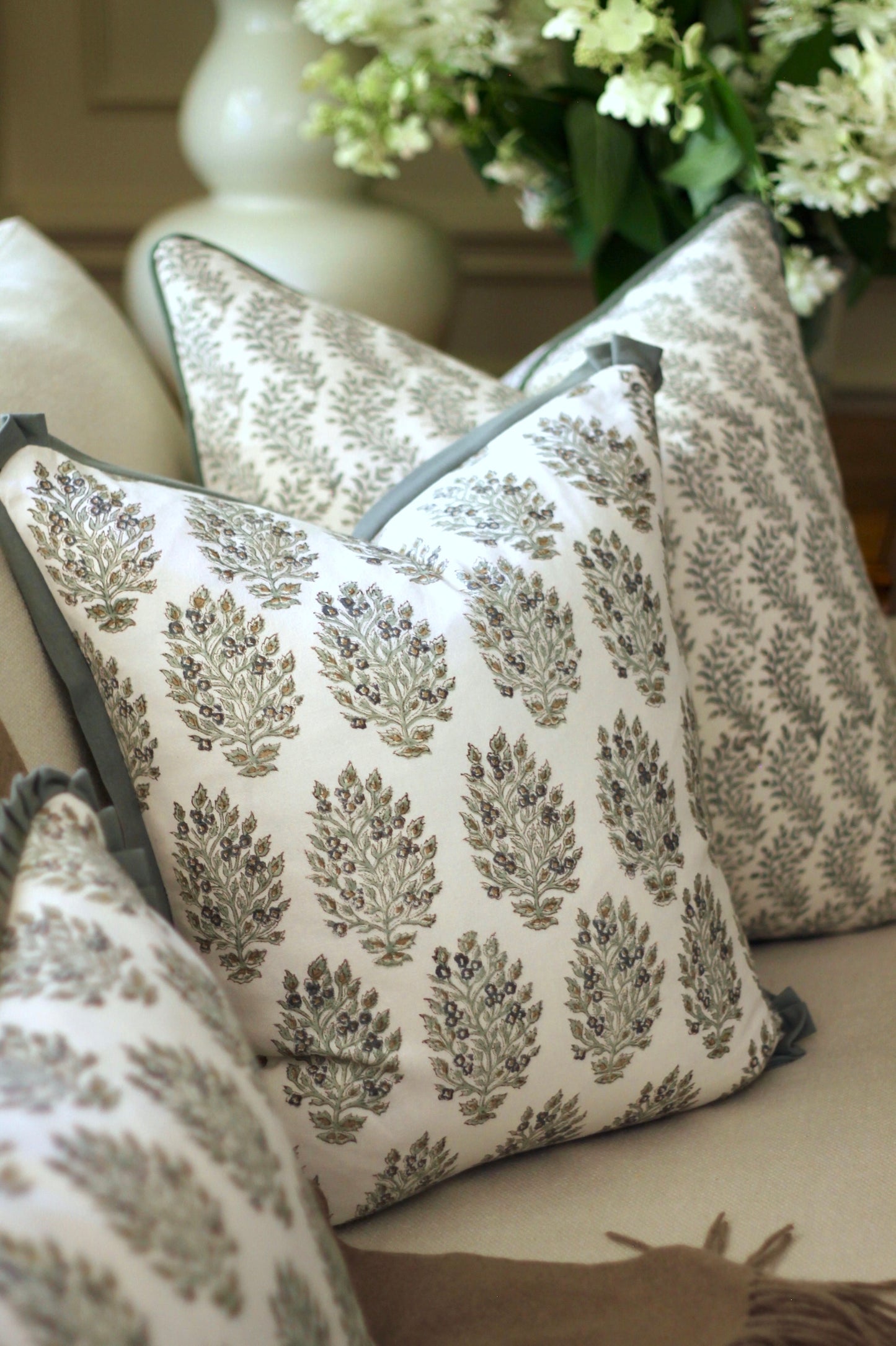 Hydrangea in Slate Pillow Covers with Slate Flange | 3 sizes