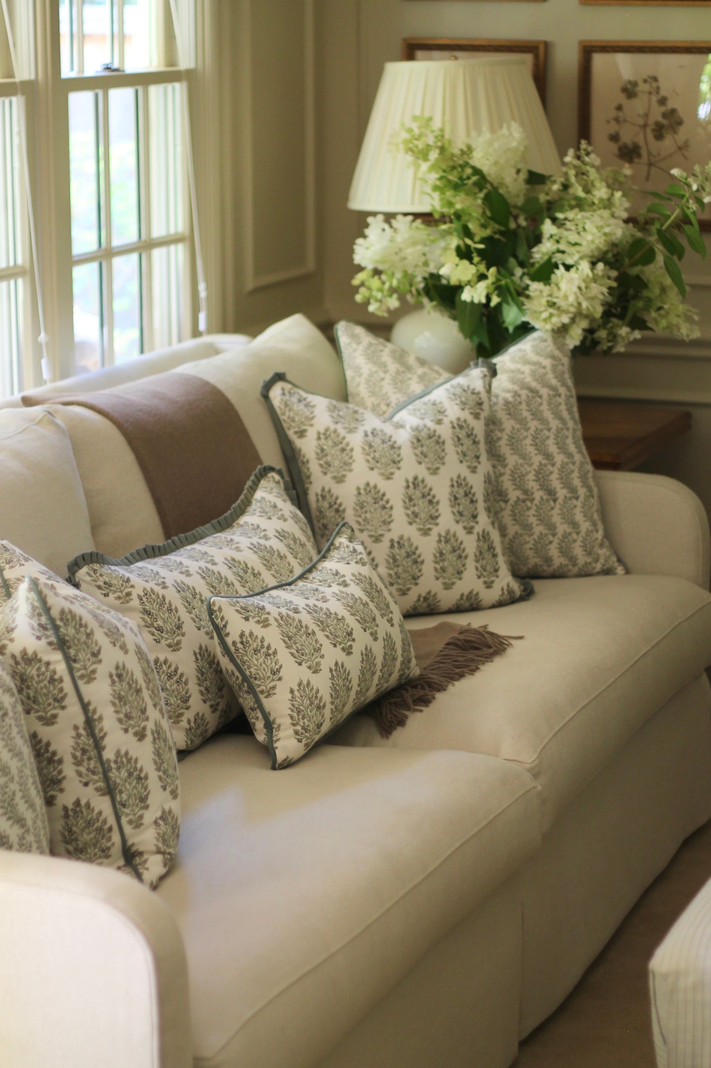 Hydrangea in Slate Pillow Covers with Slate Flange | 3 sizes
