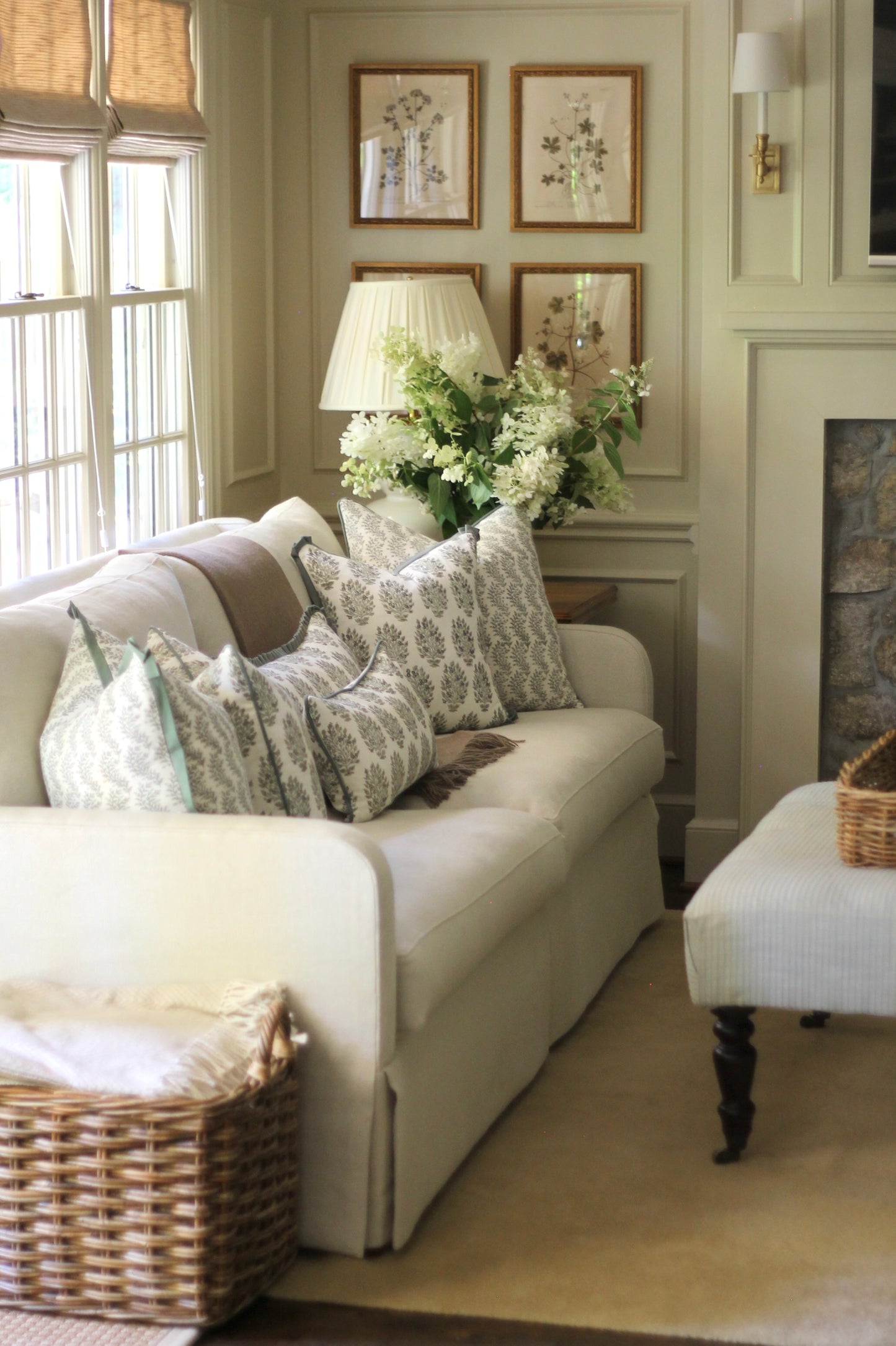 Garland Stripe Pillow Covers with Spruce Flange | 3 sizes
