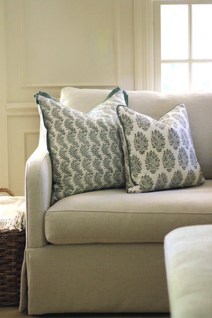 Garland Stripe Pillow Covers with Spruce Flange | 3 sizes