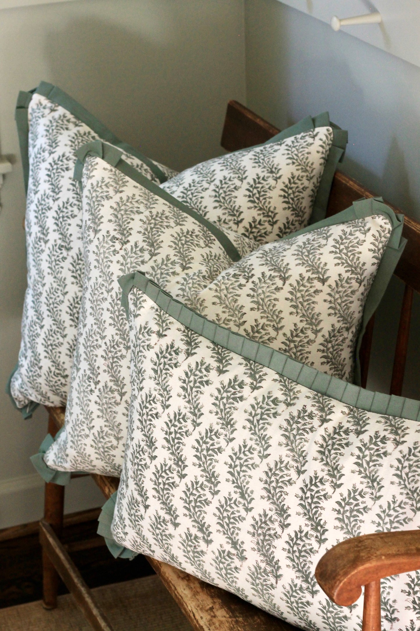 Garland Stripe Pillow Covers with Spruce Flange | 3 sizes