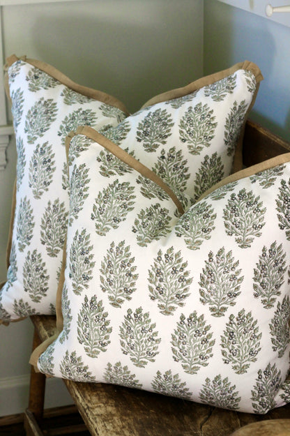 Hydrangea in Slate Pillow Covers with Gold Trim | 3 sizes