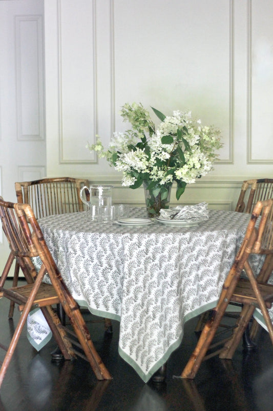Garland Stripe Tablecloths, Sage