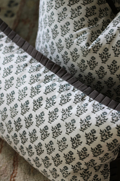 Carie Slate Pillow Covers with Walnut Trim | 3 sizes
