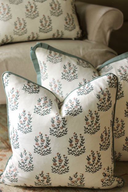 Marcella Pillow Covers | Green Piping