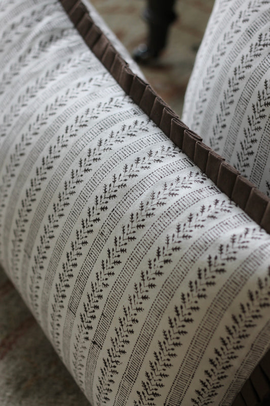 Oak Leaf Ticking Stripe Pillow Covers | Walnut Flange