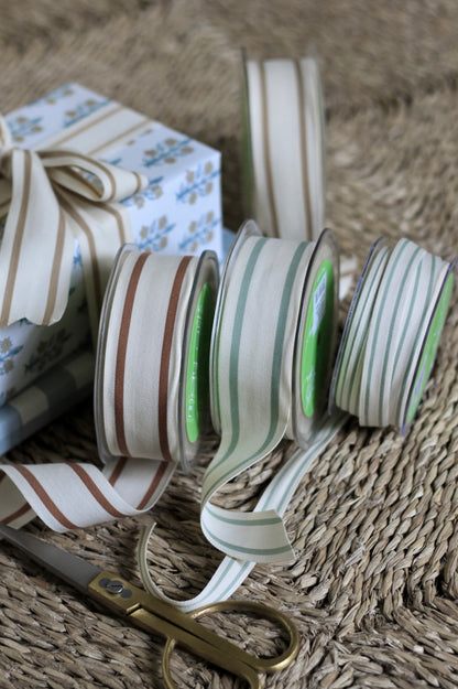 Cotton Striped Ribbon - Jadeite