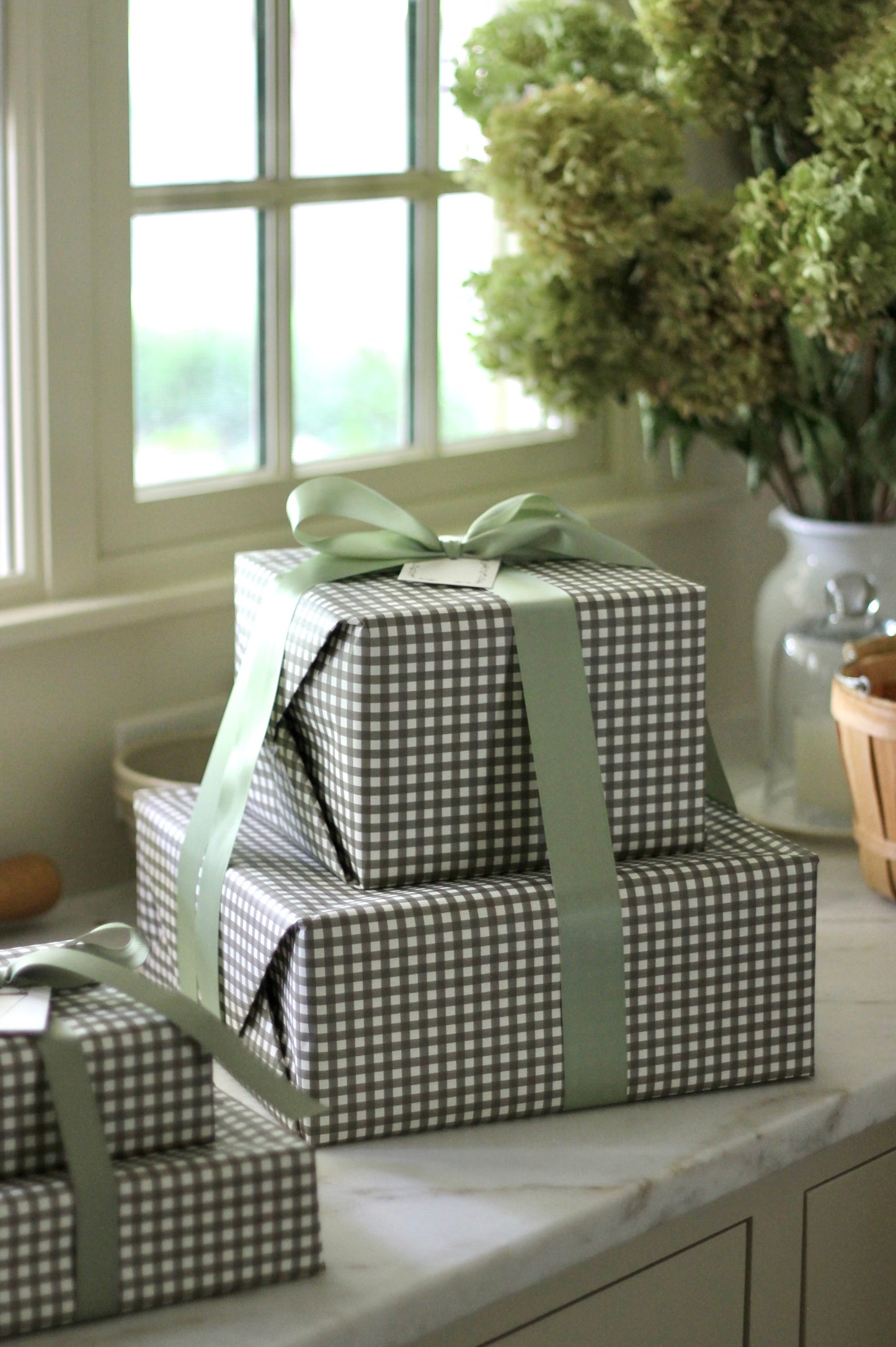 "Henry" Chocolate Gingham Wrapping Paper