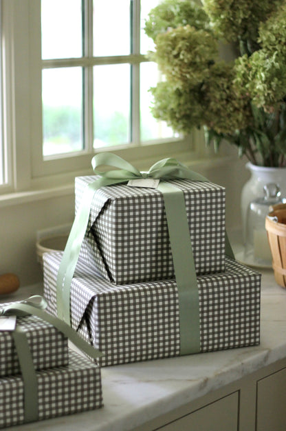 "Henry" Chocolate Gingham Wrapping Paper