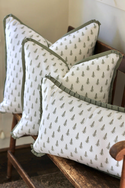 Green Tree Pillows with Green Flange