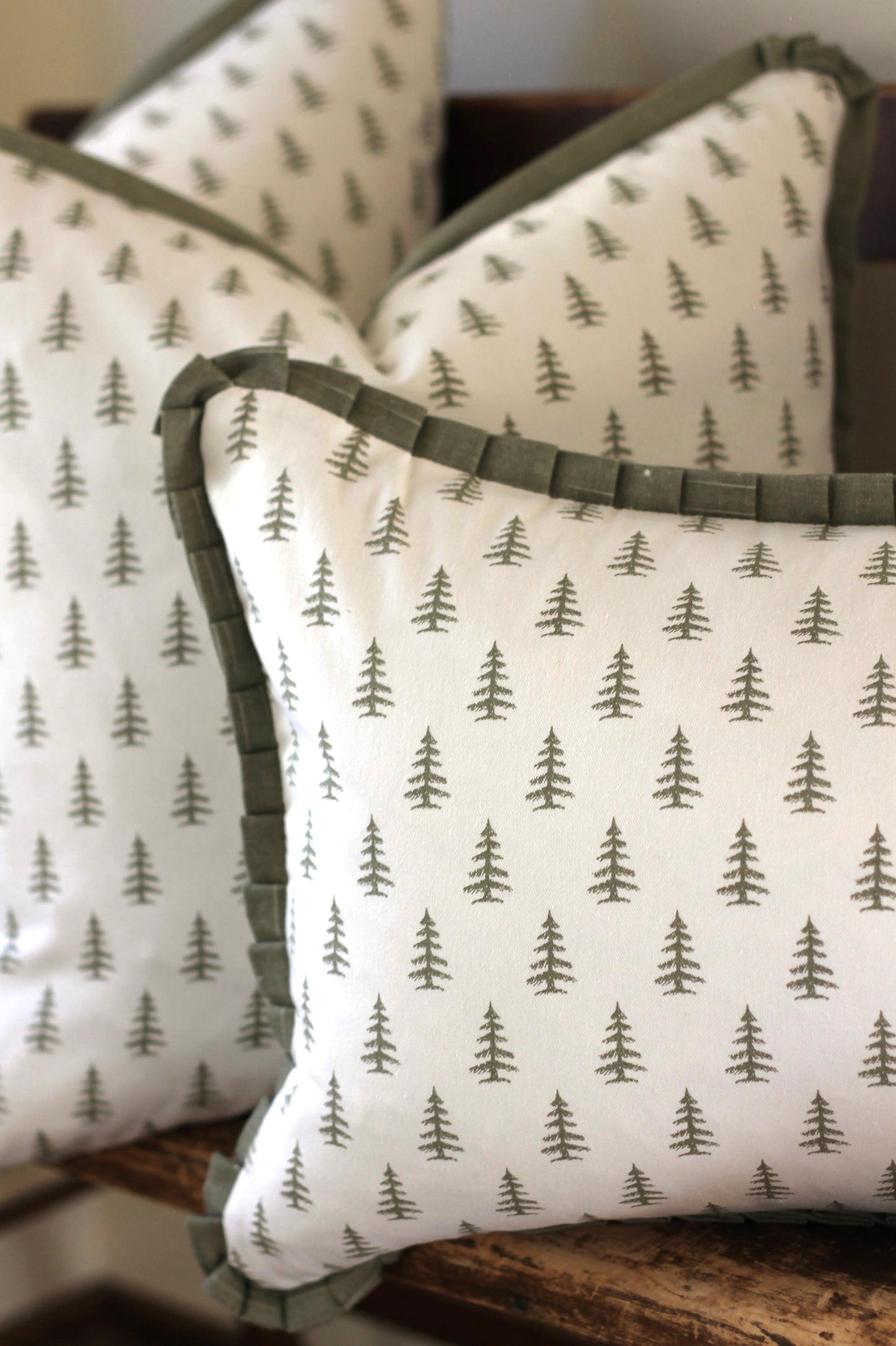 Green Tree Pillows with Green Flange