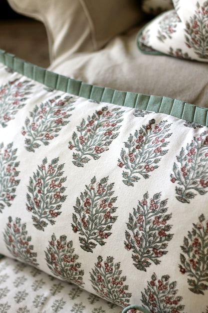 Hydrangea in Red Pillow Covers | Green Trim