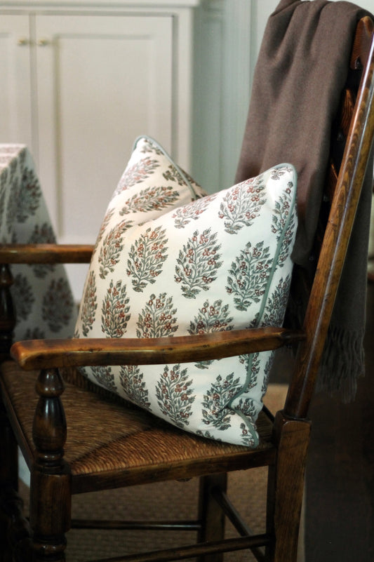 Hydrangea in Red Pillow Covers | Green Trim