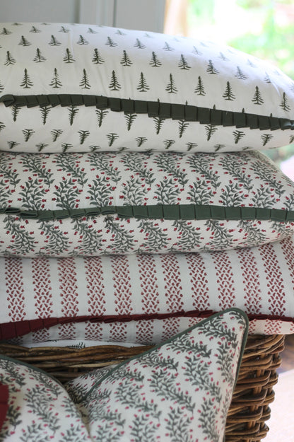 Garland in Rosewood Pillow Covers | Green Trim