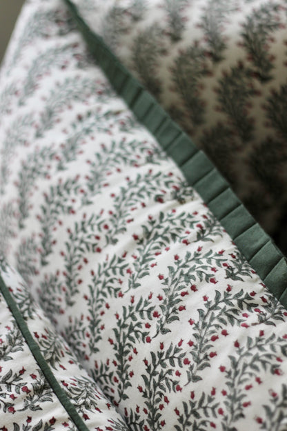 Garland in Rosewood Pillow Covers | Green Trim