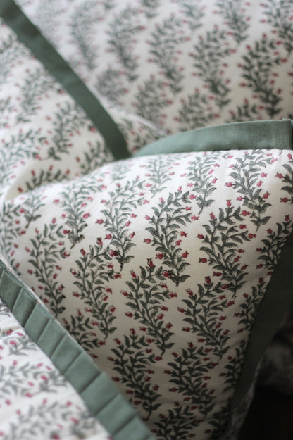 Garland in Rosewood Pillow Covers | Green Trim