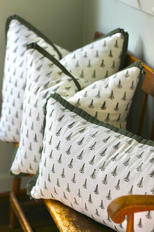 Green Tree Pillows with Green Flange