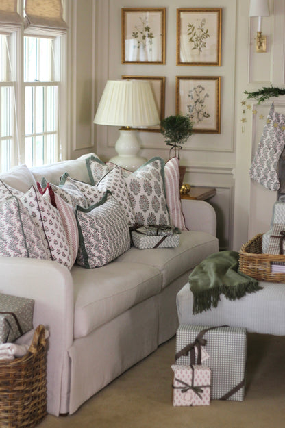 Berry Stripe in Red Pillow Covers | Red Trim