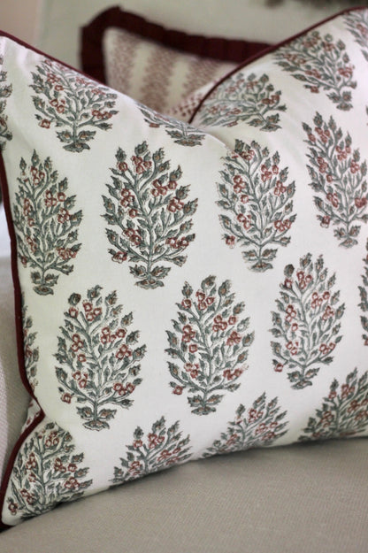 Hydrangea in Red & Berry Stripe Reversible Petite Pillows