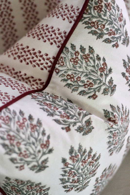 Hydrangea in Red & Berry Stripe Reversible Petite Pillows