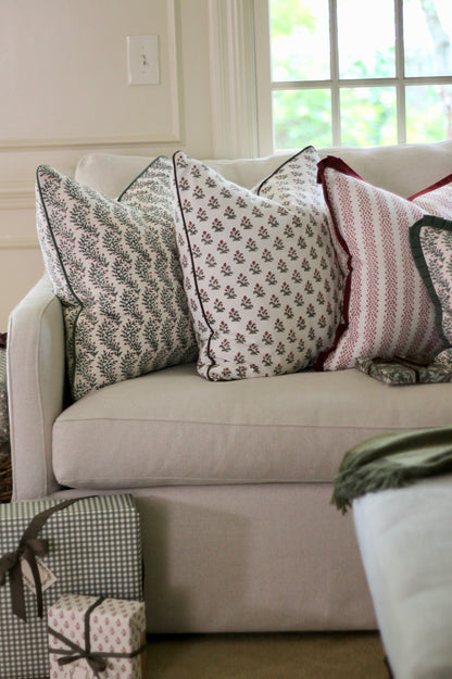 Berry Stripe in Red Pillow Covers | Red Trim