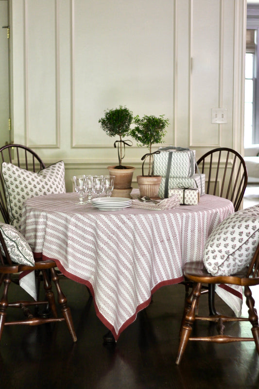 Berry Stripe in Red Tablecloths | 2 sizes