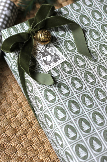 Woodblock Print Deer Tags