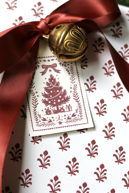 Woodblock Print Tree Tags