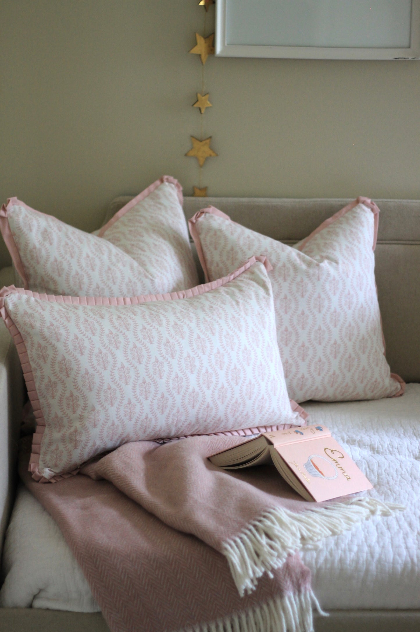 Scallop Dahlia Pillow Cover in Peony with Pink Flange | 3 sizes