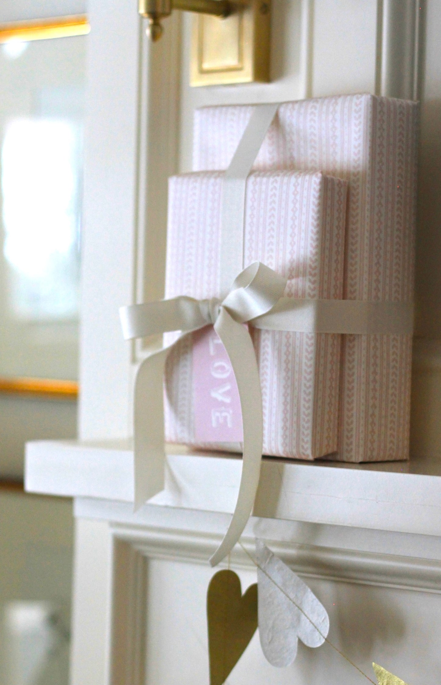 Cottage Stripe Wrapping Paper in Rose