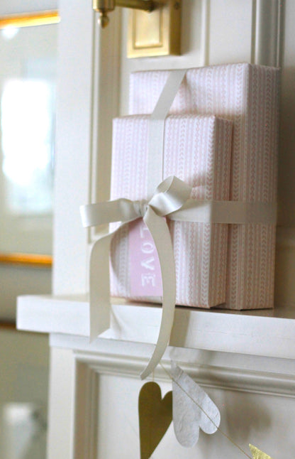 Cottage Stripe Wrapping Paper in Rose
