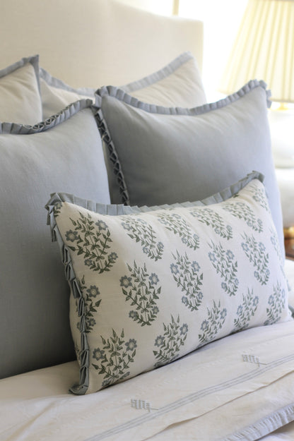 Sky Linen Pillow Covers with Boxed Pleat