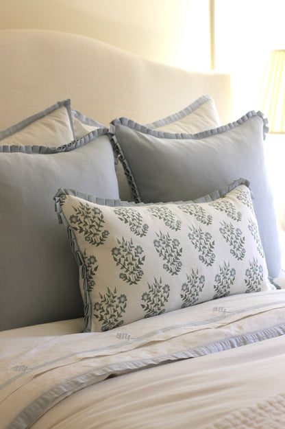 Sky Linen Pillow Covers with Boxed Pleat