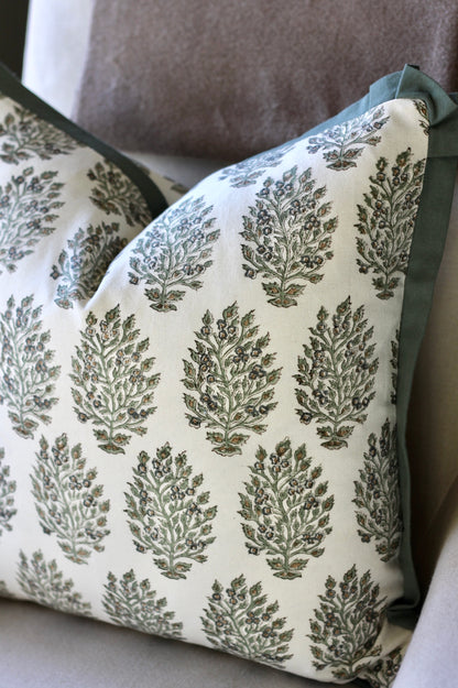 Hydrangea in Slate Pillow Covers with Spruce Trim | 3 sizes